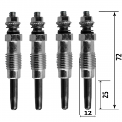 4 bougies de préchauffage compatible pour PEUGEOT 205 306 406 806 CITROËN Zx Xsara C15 RENAULT Clio R19 R21